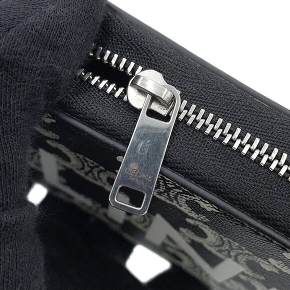 CELINE Triomphe HorizontalPouch Shoulder Bag PVC/Leather Black/White 10L272FSQ - Picture 7 of 14